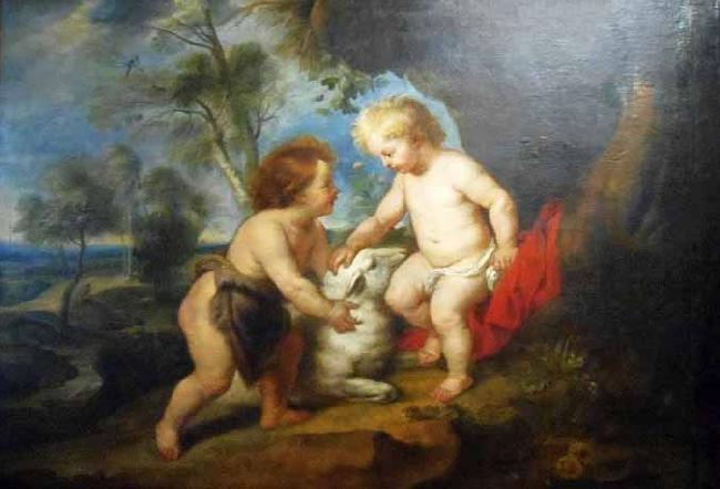 Peter Paul Rubens Infant Christ and St John the Babtist in a landscape oil painting image